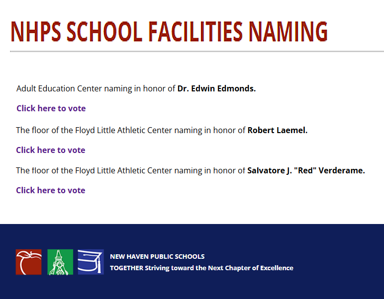 NHPS School Facilities naming